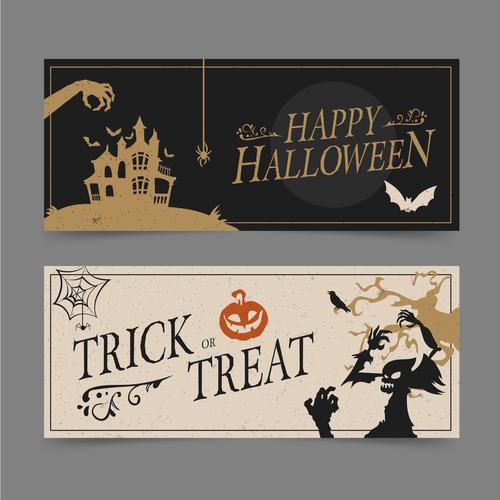 Two-color halloween flyer banner vector