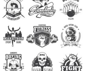 Various sports labels vector
