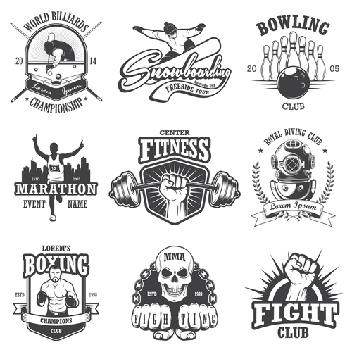 Various sports labels vector