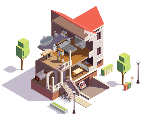 Villa 3D illustration vector