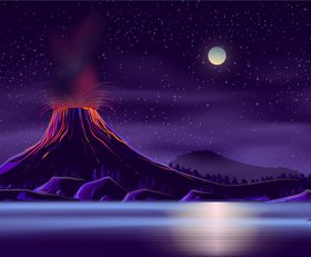 Volcano background vector
