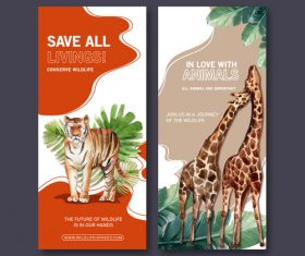 Watercolor animals flyer design vector