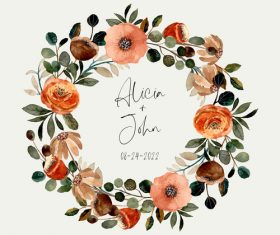 Watercolor cover wedding invitation vector