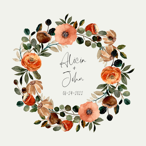 Watercolor cover wedding invitation vector