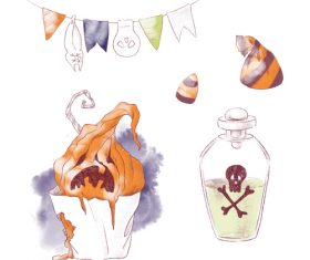 Watercolor illustration halloween vector