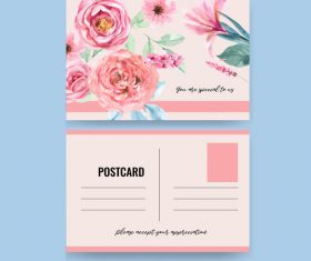 Watercolor postcard cover vector