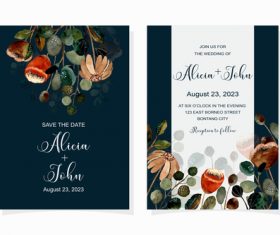 Watercolor wedding invitation banner vector