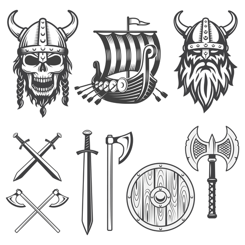 Weapon and pirate logo vector