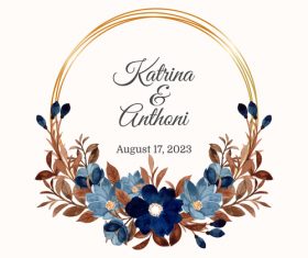 Wedding invitation with blue flower cover vector