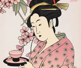 Portrait japanese geisha in kimono japan woman Vector Image