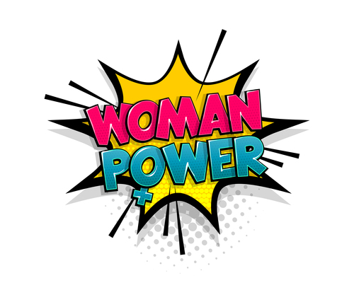 Woman power comic bubble text vector