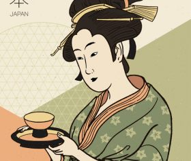Woman serving tea vector