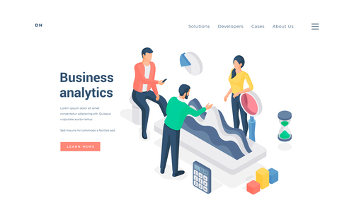 Workplace element isometric business analytics vector