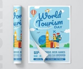 World Tourism Day Flyer Template vector