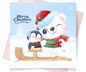 Xmas watercolor illustration vector