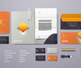 Yellow diamond block corporate branding identity template vector