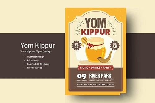 Yom Kippur Flyer Template vector