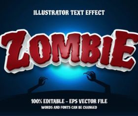 Zombie editable font effect text vector