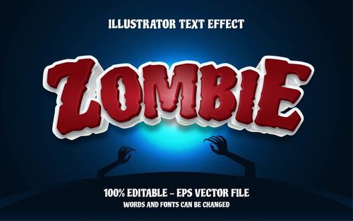 Zombie editable font effect text vector
