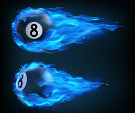 flying in blue fire billiard realistic vector