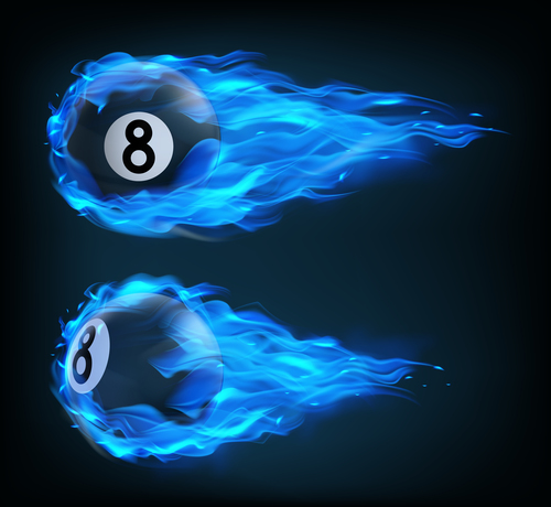 flying in blue fire billiard realistic vector