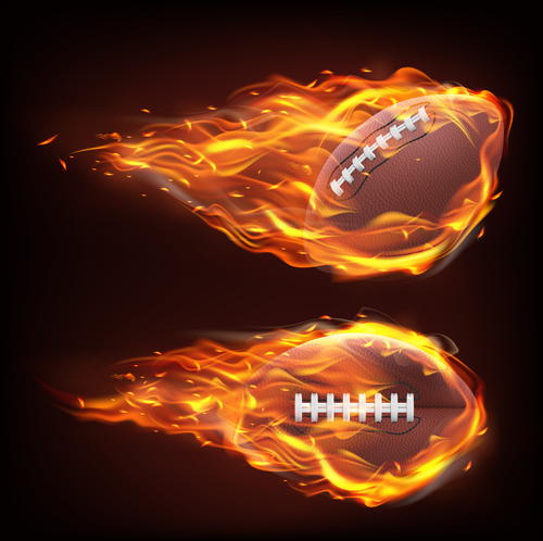flying in fire rugby realistic vector