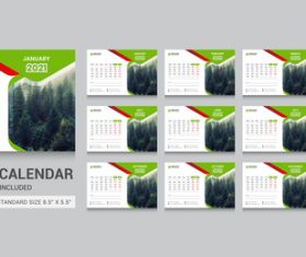 2021 desk calendar vector