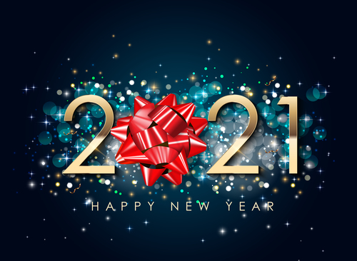 2021 virtual highlight decoration new year greeting card vector