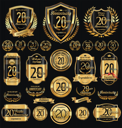 20th anniversary badges vector