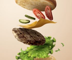 3D Hamburger Advertising Vector