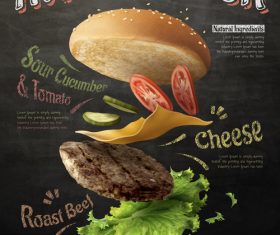 3d illustration hamburger advertising vector