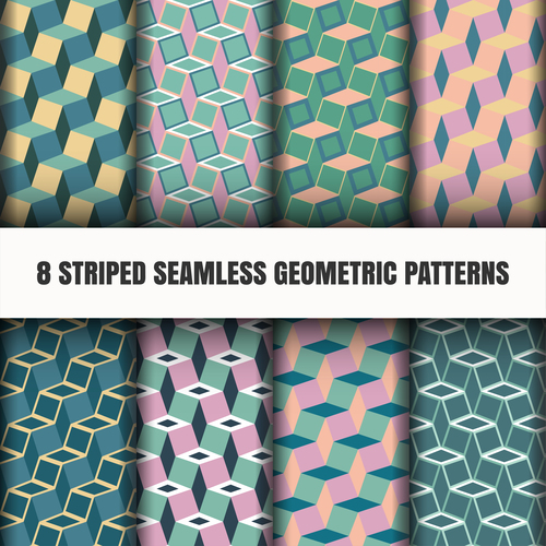 8 striped seamless geometric pattern vector