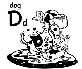 Animal literacy card dog illustrations vector