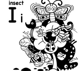 Animal literacy card insect illustrations vector