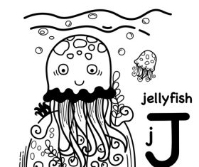 Animal literacy card jellyfish illustrations vector
