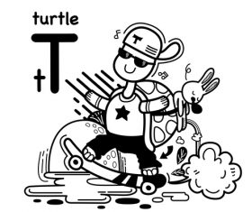 Animal literacy card turtle illustrations vector