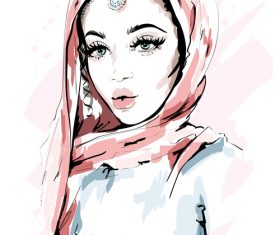 Arabian lady watercolor illustration vector