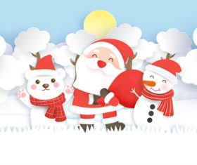 Art paper cut christmas flyer vector