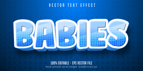 BABIES editable font effect text vector