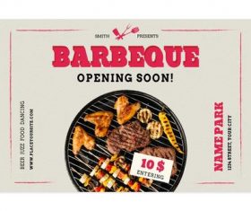BBQ shop opening flyer vector