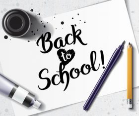 Back to school black font vector