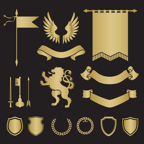Banner shield silhouette heraldry vector