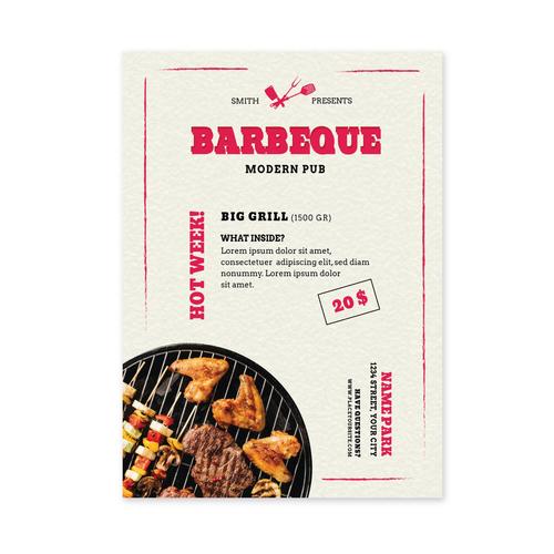 Barbecue shop promotional flyer vector
