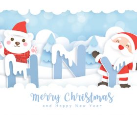 Bear and happy santa vector