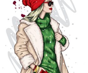 Beautiful girl vector in Christmas illustration