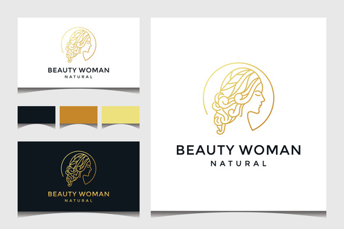 Beauty woman business card cover design vector