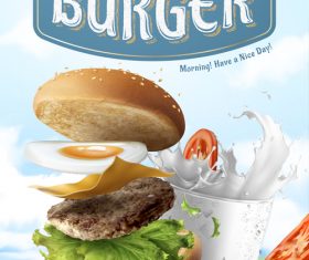 Best deal for your breakfast Hamburger advertising vector