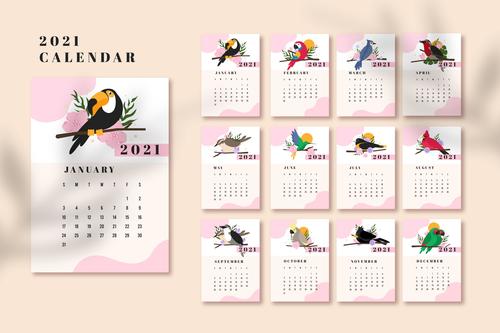 Bird cover 2021 calendar vector