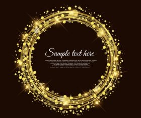 Black background gold round frames vector