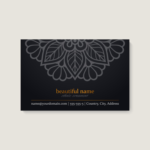 Black mandala business card pattern vector